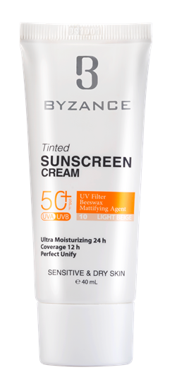 تصویر کرم ضد آفتاب +SPF50 بیزانس بژ روشن شماره 10 مناسب پوست خشک و حساس 40 میلی لیتر